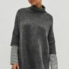 Next PONCHO WITH STRIPE SLEEVE STANDARD - Strickpullover - Charcoal Grey