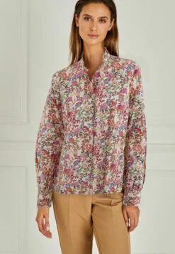 Next LONG SLEEVE RUFFLE NECK SIGNATURE STANDARD - Hemdbluse - Cream Floral