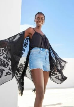 Next SHEER TEXTURED COVER UP - Strandaccessoire - Black -Next 7dadd904566e4567909aacef08feb0cb