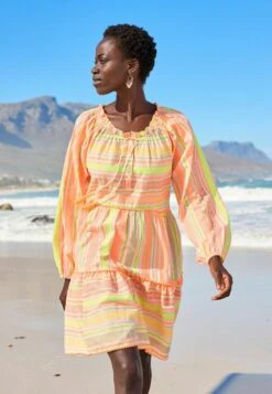 Next KAFTAN MINI SUMMER STANDARD - Freizeitkleid - Neon Orange Yellow -Next 8a2d0a9132274d869795de22ae48a035 1