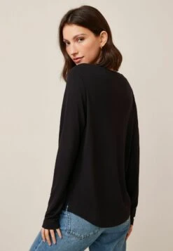 Next ZIP POCKET LONG SLEEVE STANDARD - Langarmshirt - Black -Next 8b1aff4d29024917a9a563e6143023ce