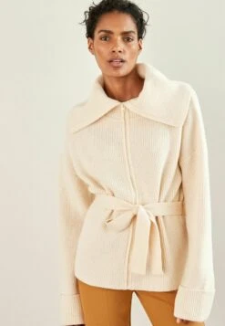 Next ZIP BELTED STANDARD - Strickjacke - White