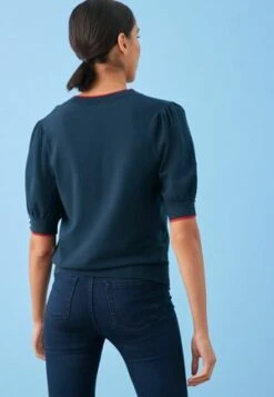 Next RUFFLE SLEEVE V NECK STANDARD - T-Shirt Print - Coral Pink Stripe -Next 9028e02440154c84b794a0db3cf5f156