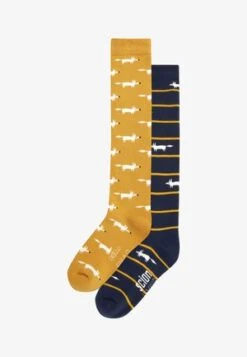 Next 2 PACK - Kniestrümpfe - Navy Blue Pink Dogs -Next 91c9ad251323491ca70e3adc97f0fc6b