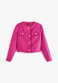 Next COLLARLESS CROPPED BOUCLÉ STANDARD - Leichte Jacke - Pink -Next 91cf1a0f66564e11b439e444dec76487