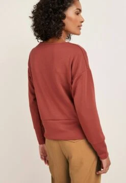 Next LONG SLEEVE SLINKY NOTCH NECK STANDARD - Sweatshirt - Rust Brown -Next 93f4a7e991a84febab87589266c7720c