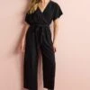 Next SHORT SLEEVE PLISSÉ - Jumpsuit - Black