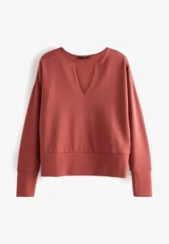 Next LONG SLEEVE SLINKY NOTCH NECK STANDARD - Sweatshirt - Rust Brown -Next 9aedb15cfe364e18a704c6222204899e