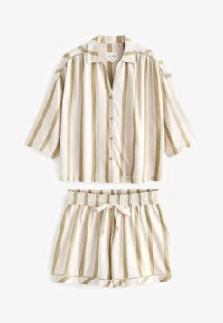 Next WOVEN BUTTON THROUGH SET STANDARD - Nachtwäsche Set - Green Stripe -Next 9bb3c58b280b4e318c9c795f9cd85608