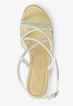 Next FOREVER COMFORT TUBULAR BLING ASYMMETRIC - High Heel Sandalette - White -Next 9c4b0411671948c8a02468aad8d140ac