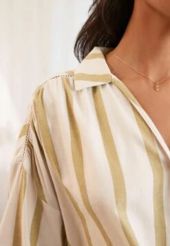 Next WOVEN BUTTON THROUGH SET STANDARD - Nachtwäsche Set - Green Stripe