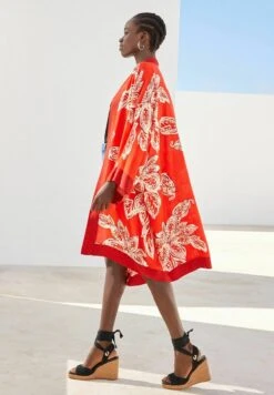 Next LEAF PRINT LONGLINE KIMONO - Leichte Jacke - Red -Next a31d2e25c7bd40988462f1e432e977bc