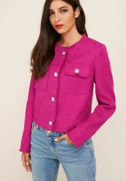 Next COLLARLESS CROPPED BOUCLÉ STANDARD - Leichte Jacke - Pink -Next a5e14a1ea6ee450497d30db9f81f6ea4 1