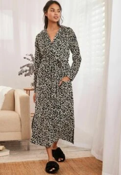 Next Bademantel - Black White Animal Print