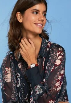 Next SHEER LONG SLEEVE MINI STANDARD - Blusenkleid - Navy Blue Print -Next a90e654ced5947e5b59bf51cb357fbe1