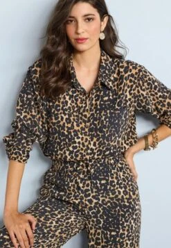 Next TEXTURED LONG SLEEVE - Hemdbluse - Animal Print -Next ab8b4109107d41cdad039e65f5a2177b