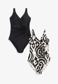 Next 2 PACK PLUNGE TUMMY CONTROL - Badeanzug - Ecru/black