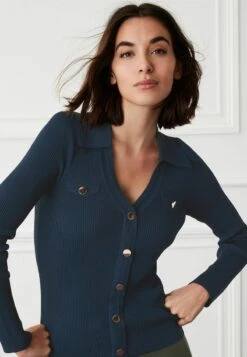 Next UTILITY BUTTON DETAIL POLO NECK STANDARD - Strickjacke - Navy Blue -Next ac6563706fff4d8e93e65a3c366eb787