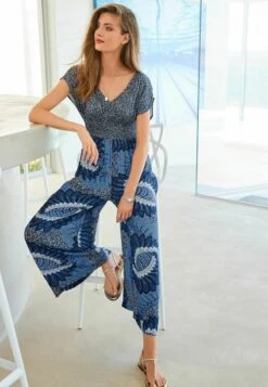 Next SHIRRED WAISTED WIDE LEG STANDARD - Jumpsuit - Blue -Next b48a460e877d4178af36f1e73164c7c8