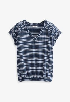 Next V-NECK BUBBLE STANDARD - T-Shirt Print - Navy Blue Stripe -Next b5c28715bb8f4e6293429c78ab629b4b