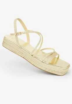 Next FOREVER COMFORT PLAIT DETAIL ASYMMETRIC PATTERN - Plateausandalette - Gold -Next b78c20d02158459b9ae335363c35b12a