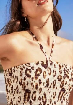 Next SHIRRED BANDEAU - Jumpsuit - Ecru Cream Animal -Next b933315005094b6cbe1a413da237597f