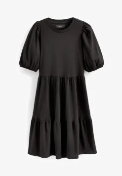 Next PUFF SHORT SLEEVE TIERED MINI - Jerseykleid - Black -Next c072692d196f40f791f976c9fbe667f4