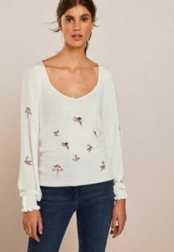 Next RIB DETAIL HOODIE STANDARD - Strickpullover - Ecru White Rainbow Sleeve -Next c4277903f8bb4dc0a46505a48371c76e