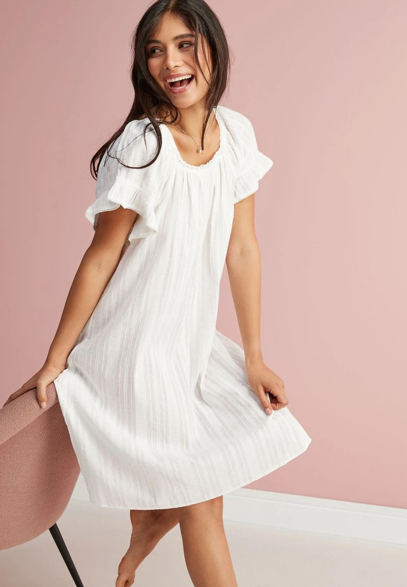 Next SQUARE NECK RUFFLE - Nachthemd - White 5 Next SQUARE NECK RUFFLE - Nachthemd - White – Bild 5