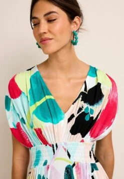 Next PRINT V-NECK MIDI - Freizeitkleid - White Abstract -Next c529dfe4d5794402b9af331efac5a2d8