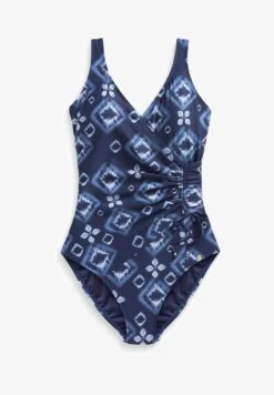 Next RUCHED SIDE TUMMY CONTROL STANDARD - Badeanzug - Navy Blue Aztec