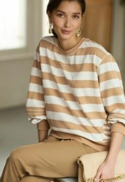 Next STANDARD - Sweatshirt - Tan Brown/ecru/white Stripe -Next c80a8ea8a32d4e05ba0784af0596447d