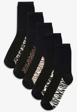Next ANIMAL PRINT FOOTBED ANKLE SOCKS 5 PACK - Socken - Black
