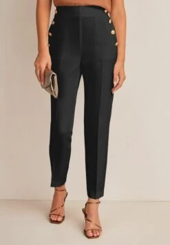 Next TAILORED BUTTON DETAIL TAPER STANDARD - Stoffhose - Black