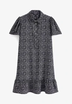 Next SHORT SLEEVE STANDARD - Blusenkleid - Black Geo Print -Next cecd90c102dd4904b44c107bbcf6b9c2