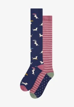Next 2 PACK - Kniestrümpfe - Navy Blue Pink Dogs