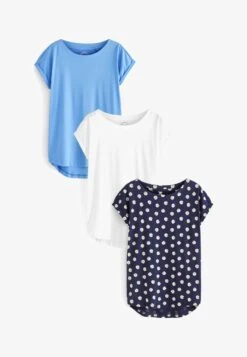 Next 3 PACK - T-Shirt Print - Daisy Print Blue White -Next d50ee0868e1c4d89b37357ac94f613b0