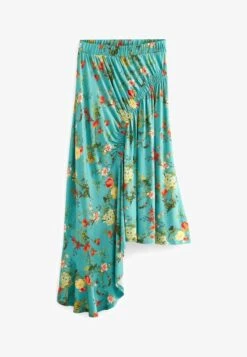 Next Preen Asymmetric Ruched Standard - Maxirock - Teal Blue Floral -Next d7fd4ecb191f4f3d920168c1ea3832fb