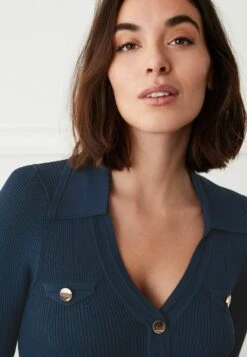 Next UTILITY BUTTON DETAIL POLO NECK STANDARD - Strickjacke - Navy Blue -Next de5371461ba54a64aea34ad0f1277ebd