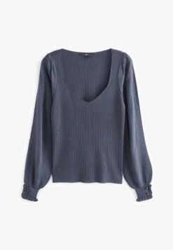 Next BUTTON CUFF SWEETHEART NECK STANDARD - Strickpullover - Blue