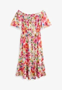 Next OFF SHOULDER STANDARD - Freizeitkleid - Pink Ditsy -Next eaa57689b3a84a29a99cf772762e0b96