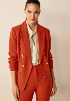 Next BUTTON DETAIL DOUBLE BREASTED STANDARD - Kurzmantel - Rust Brown