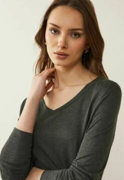 Next SLOUCH V NECK LONG SLEEVE - Langarmshirt - Charcoal Grey -Next f1739b2bbe604748b2ddec329c4a60ad