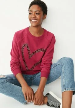 Next GRAPHIC - Sweatshirt - Khaki Green Animal Print Heart -Next f33d592e4add4a64b4d286a4f6c91ffb