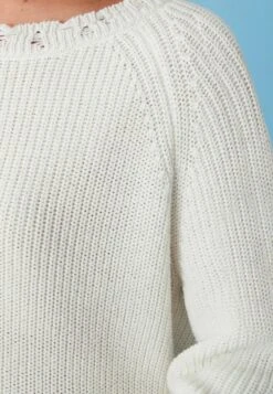 Next GRUNGE DISTRESSED DETAIL STANDARD - Strickpullover - Ecru White -Next f55bbd1e6f624903885f13c5112a9b16