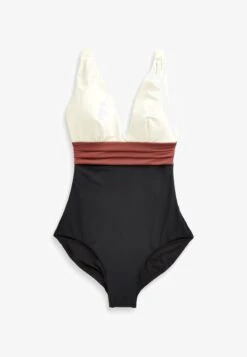 Next SPLICED PLUNGE TUMMY CONTROL STANDARD - Badeanzug - Cream Brown