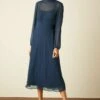 Next LONG SLEEVE SHEER LAYER - Freizeitkleid - Navy Blue