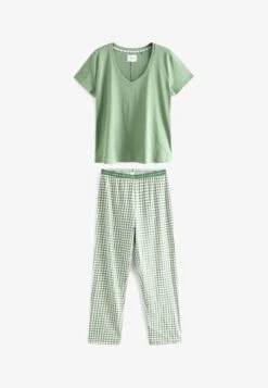 Next SET - Nachtwäsche Set - Green Gingham Print