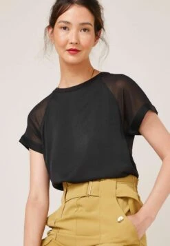 Next MIX SHORT SLEEVE RAGLAN - Bluse - Black