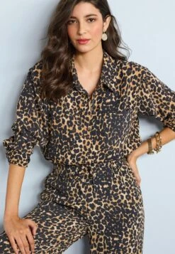 Next TEXTURED LONG SLEEVE - Hemdbluse - Animal Print